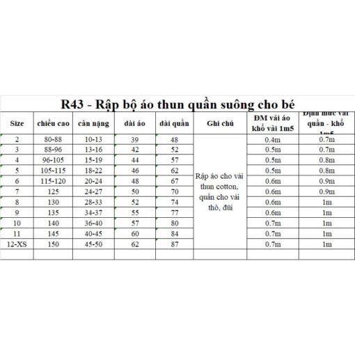 Rập giấy A0  bộ áo thun quần suông mã R43 - Hình ảnh 5