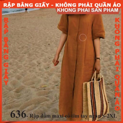 Rập giấy A0 mã 636 - đầm maxi cổ tim