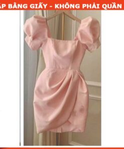 Rập  giấy A0 mã 1087 - đầm cổ vuông tay phồng