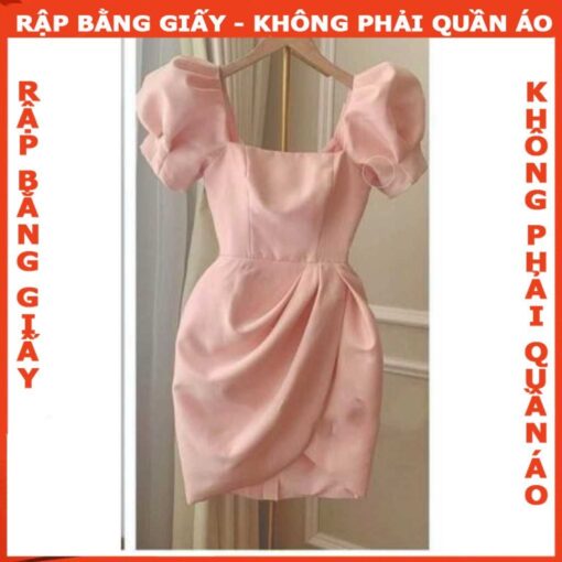 Rập  giấy A0 mã 1087 - đầm cổ vuông tay phồng