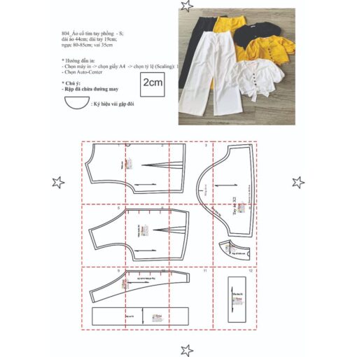 Rập giấy A0 mã 804 - áo kiểu - Hình ảnh 3