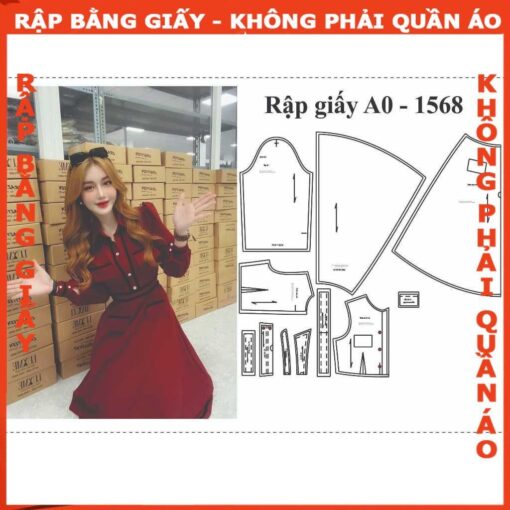 Rập giấy A0 đầm sơ mi mã 1568