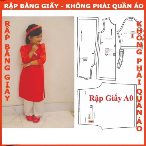 Rập giấy A0 áo dài bé gái mã AD29