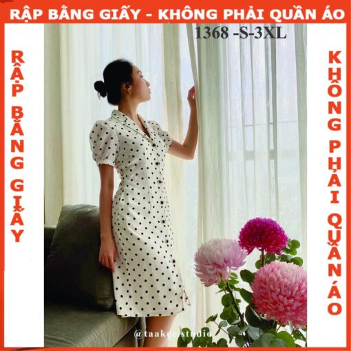 Rập giấy A0 mã 1368 - đầm cổ ve dáng A