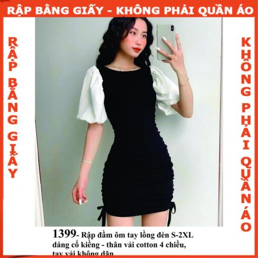 Rập giấy A0  mã 1399- đầm thun ôm tay lồng đèn