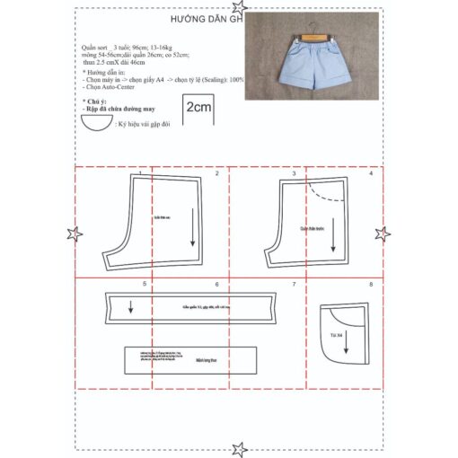 Rập giấy A0 mã R361 - Rập quần bé gái - Hình ảnh 2