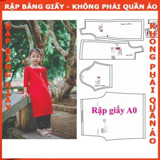 Rập giấy A0 mã AD28 bộ áo dài cho bé (áo + quần)