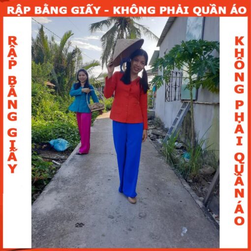 Rập giấy A0 mã AD34 - bộ bà ba người lớn cổ tim - Hình ảnh 3