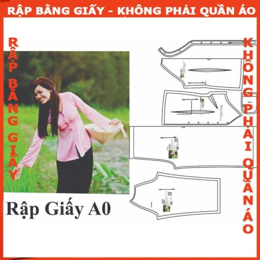 Rập giấy A0 mã AD34 - bộ bà ba người lớn cổ tim