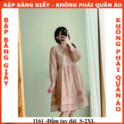 Rập giấy A0 đầm hồng tay dài mã 1161