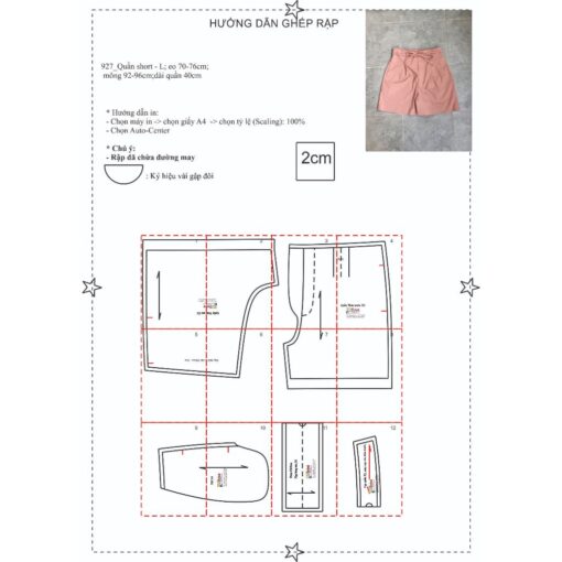 Rập giấy mã 927 - quần short lưng liền - Hình ảnh 8
