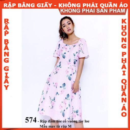 Rập giấy A0 mã 574 - rập đầm cổ vuông