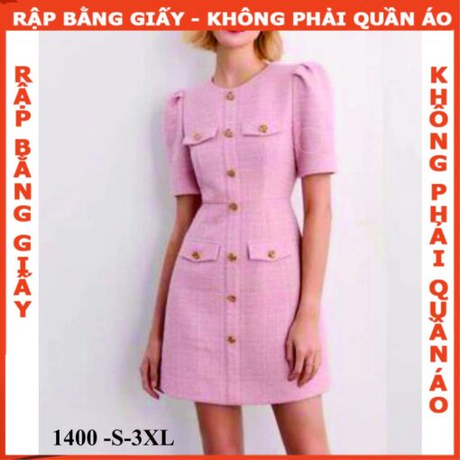 Rập giấy A0 mã 1400 - đầm dáng A - Hình ảnh 2