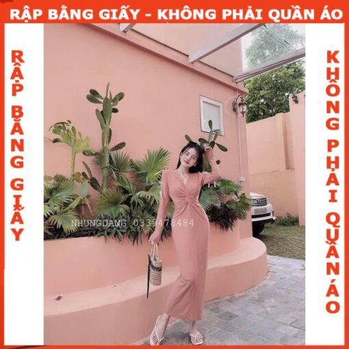 Rập giấy A0 mã 1461- đầm xoắn eo tay dài