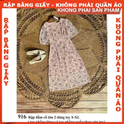 Rập giấy A0 mã 916 - Rập đầm cổ tim