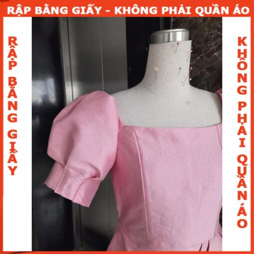 Rập  giấy A0 mã 1087 - đầm cổ vuông tay phồng - Hình ảnh 6