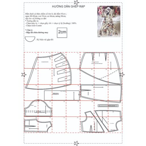 Rập giấy A0 mã 1326 - đầm voan - Hình ảnh 2