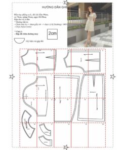 Alternative view of Rập giấy A0 mã 1405 - đầm dáng A cổ sen