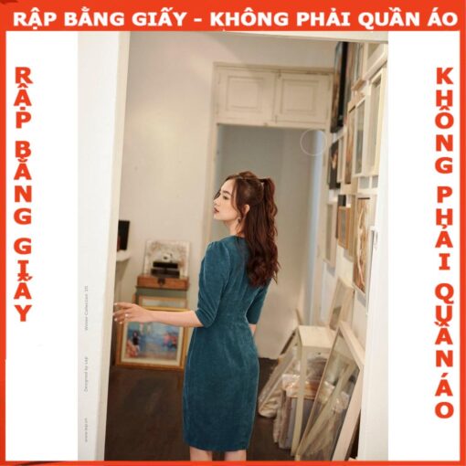 Rập giấy A0 mã 1142 - đầm dáng bút chì cổ tim - Hình ảnh 3
