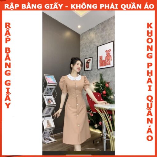 Rập giấy A0 đầm cổ sen  mã 1496 - Hình ảnh 4