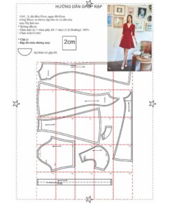 Alternative view of Rập giấy A0 mã 1143 - đầm 7 mảnh