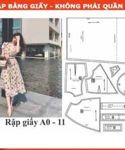 Rập giấy A0 đầm cổ tim chéo mã 11