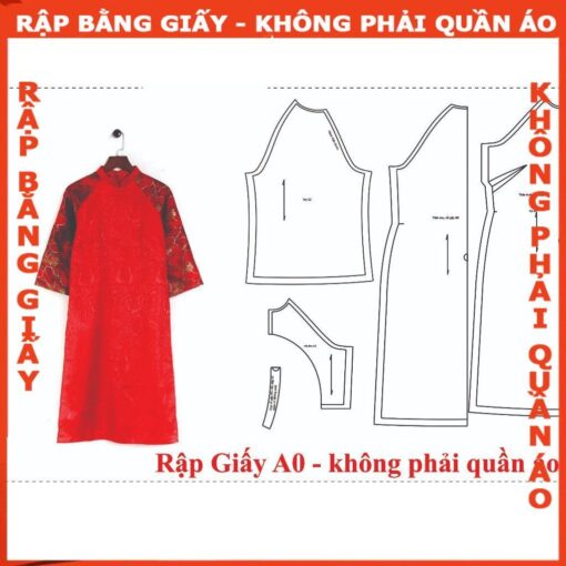 Rập giấy A0 áo dài form suông - (gài nút) mã AD23