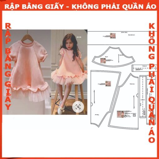 Rập giấy A0 đầm ragland cho bé mã R463