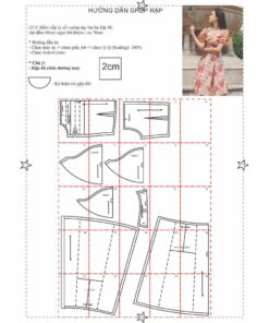 Alternative view of Rập  giấy A0 mã 1219 - đầm cổ vuông tay loe