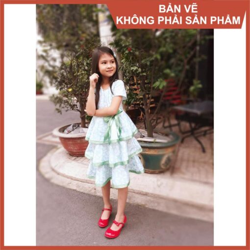 Rập giấy A0 đầm bé gái mã R332 - Hình ảnh 2