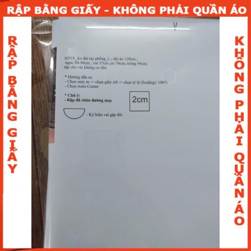 Rập giấy A0 mã AD18 - nguyên bộ áo dài tay phồng - Hình ảnh 5