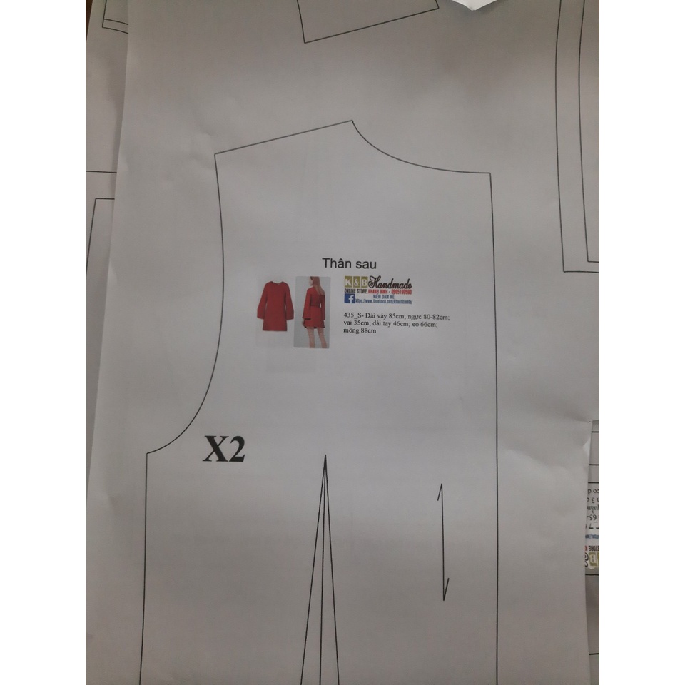 Rập giấy A0 đầm cổ trò bé gái mã R439 - Hình ảnh 4