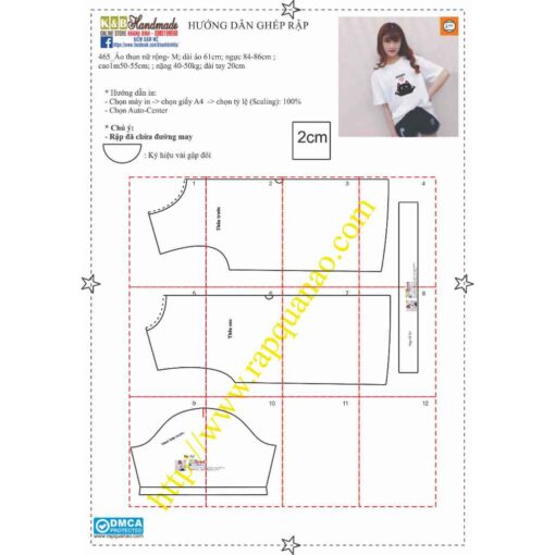 Rập giấy A0 mã 465 - rập áo thun - Hình ảnh 2