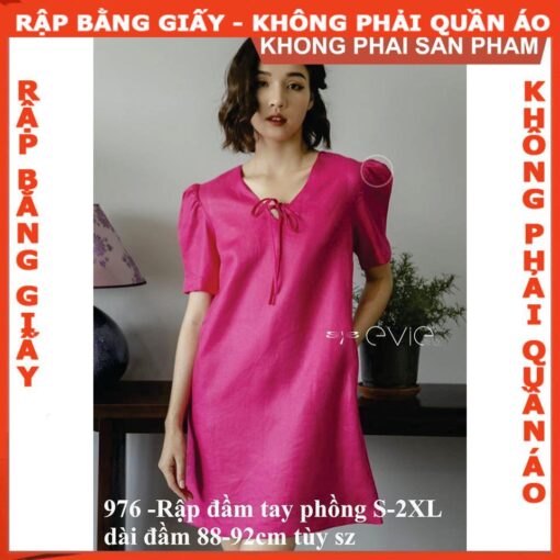 Rập giấy A0 đầm suông tay phồng mã 976