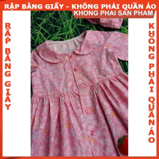 Rập giấy A0 mã R366 - đầm cổ sen cho bé - Hình ảnh 3