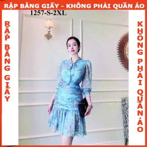 Rập giấy A0 mã 1257 - đầm thắt nơ