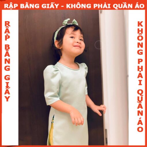 Rập giấy A0 bộ áo dài bé gái mã AD06 (áo+quần) - Hình ảnh 5