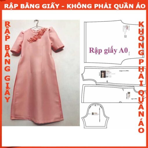 Rập giấy A0 bộ áo dài bé gái mã AD06 (áo+quần)
