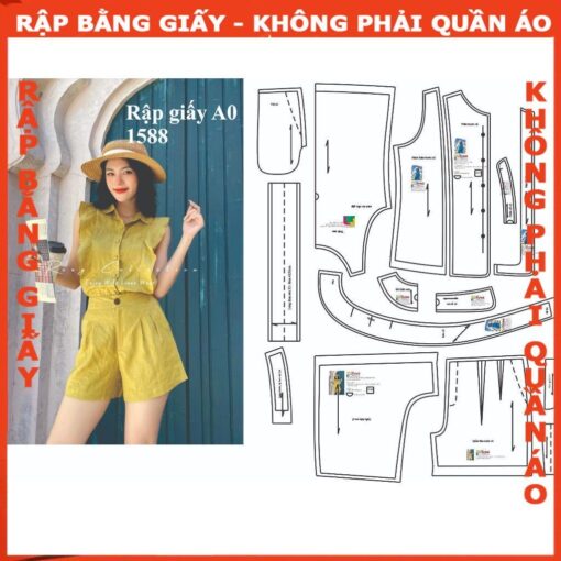 Rập giấy A0 may bộ short cánh tiên mã 1588