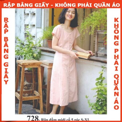 Rập giấy A0 mã 728 - đầm 5 góc