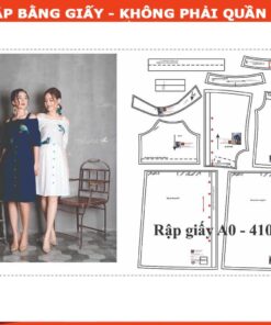 Rập mã 410_ Rập bộ chân váy xếp ly và áo trễ vai