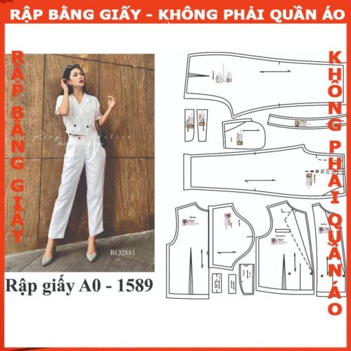 Rập giấy A0 mã 1589- Rập bộ áo 2 hàng nút