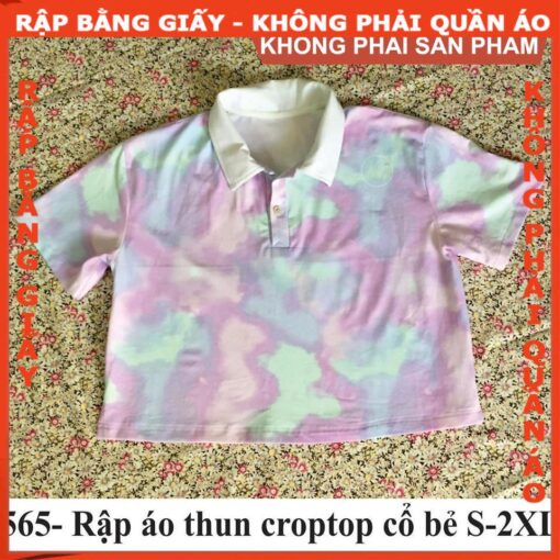 Rập giấy A0 áo thun croptop cổ bẻ mã 565 - Hình ảnh 3