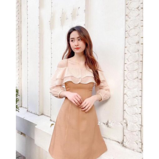 Rập giấy A0 mã 1296 - đầm tay dài trễ vai 7 mảnh