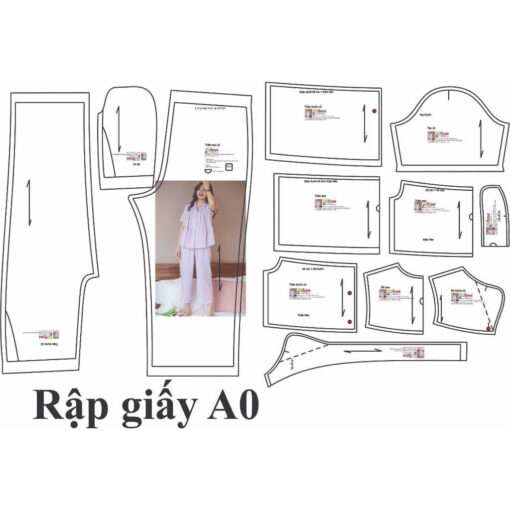 Rập giấy A0  mã 1403- bộ piyama - Hình ảnh 2