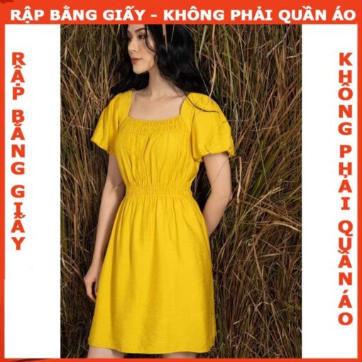 Rập giấy A0  mã 397 - đầm vàng cách điệu