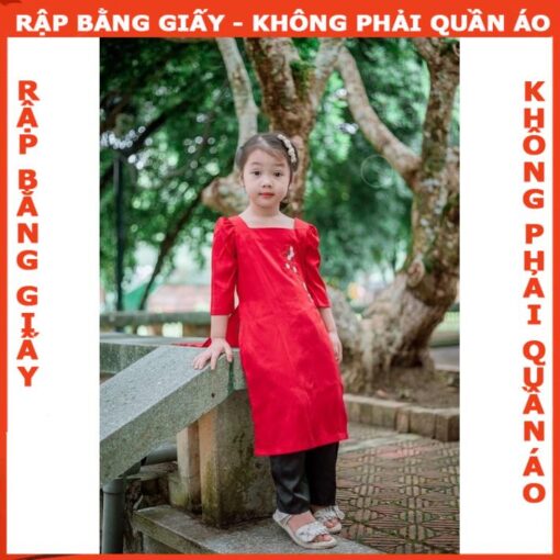 Rập giấy A0 mã AD28 bộ áo dài cho bé (áo + quần) - Hình ảnh 4