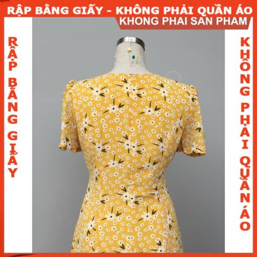 Rập giấy A0 mã 914 - đầm cổ tim tay phồng - Hình ảnh 4