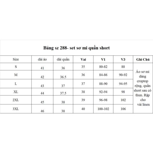 Rập giấy A0 set sơ mi quần short mã 288 - Hình ảnh 4