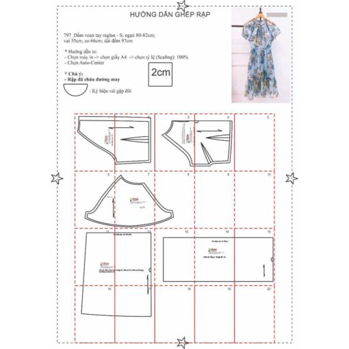 Rập giấy A0 mã 797 - đầm tay ragland - Hình ảnh 2